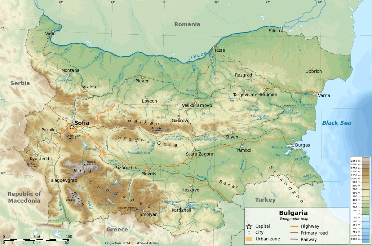 карта на Бугарија географија