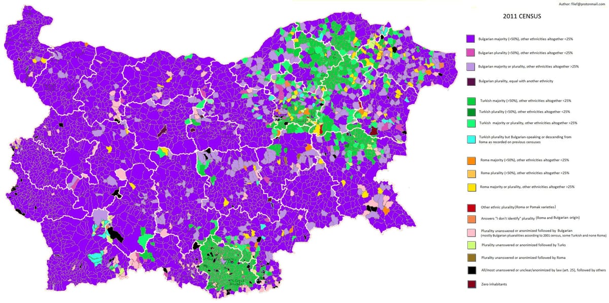 мапата на етничка Бугарија