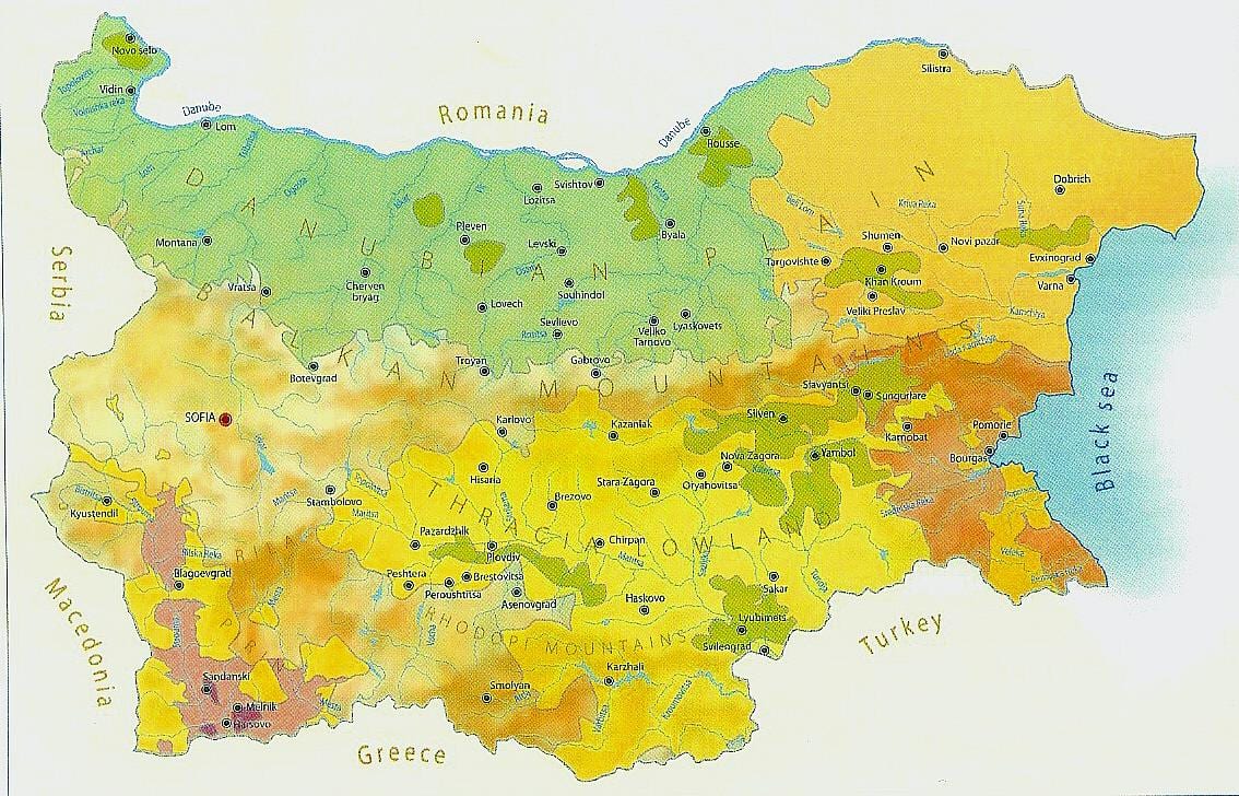 карта на Бугарија клима