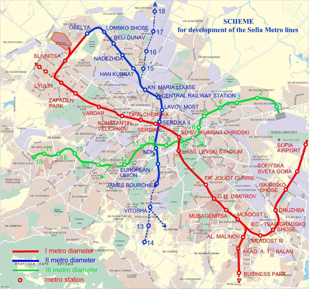 карта на Бугарија метро