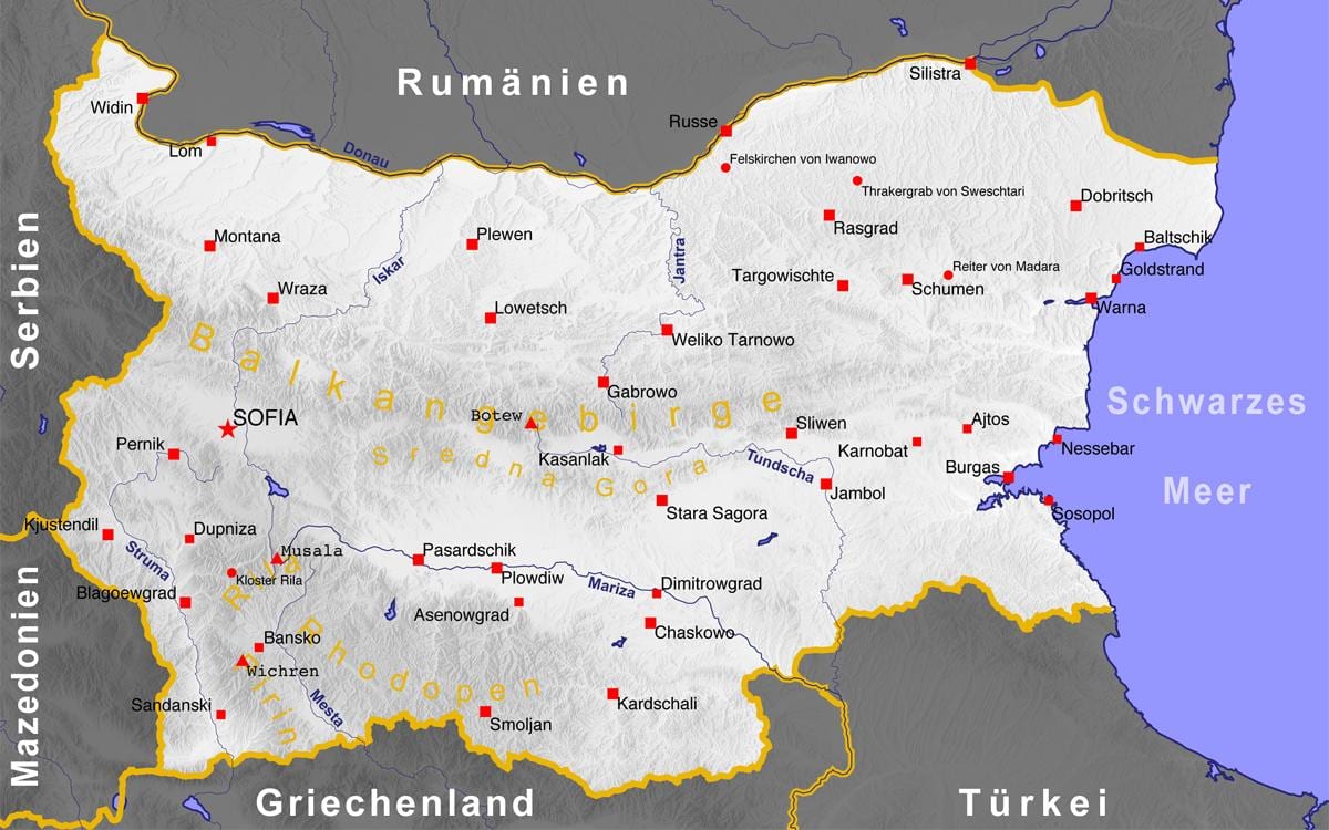 карта на бугарското крајбрежје