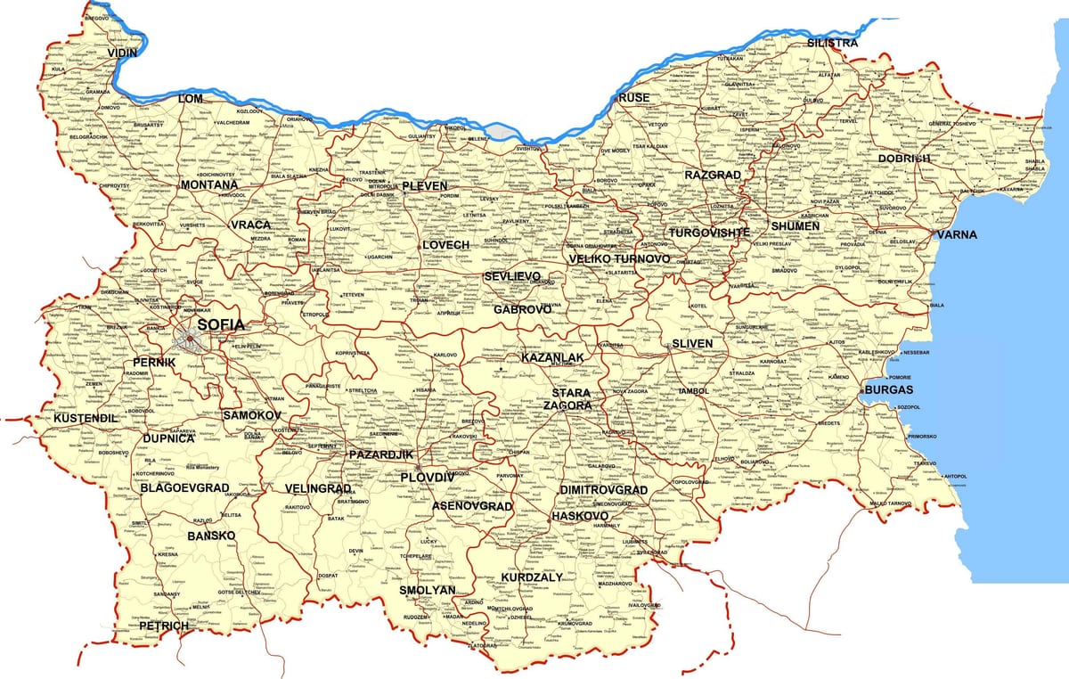 Бугарија земја мапа