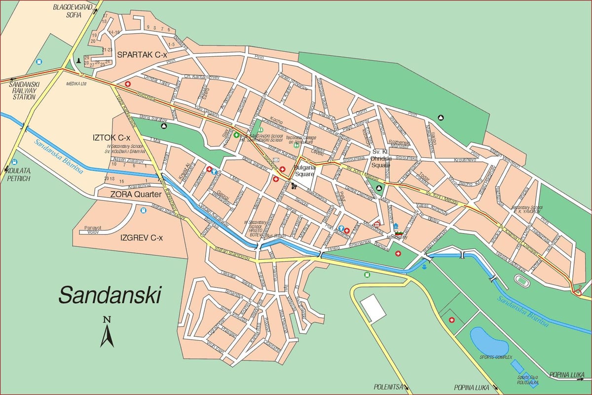 карта на сандански Бугарија