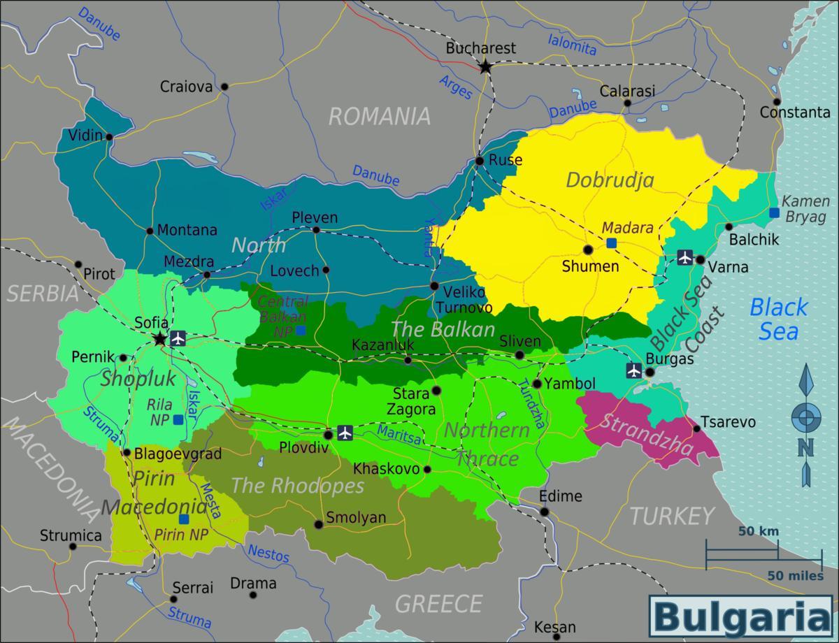 карта на Бугарија аеродроми