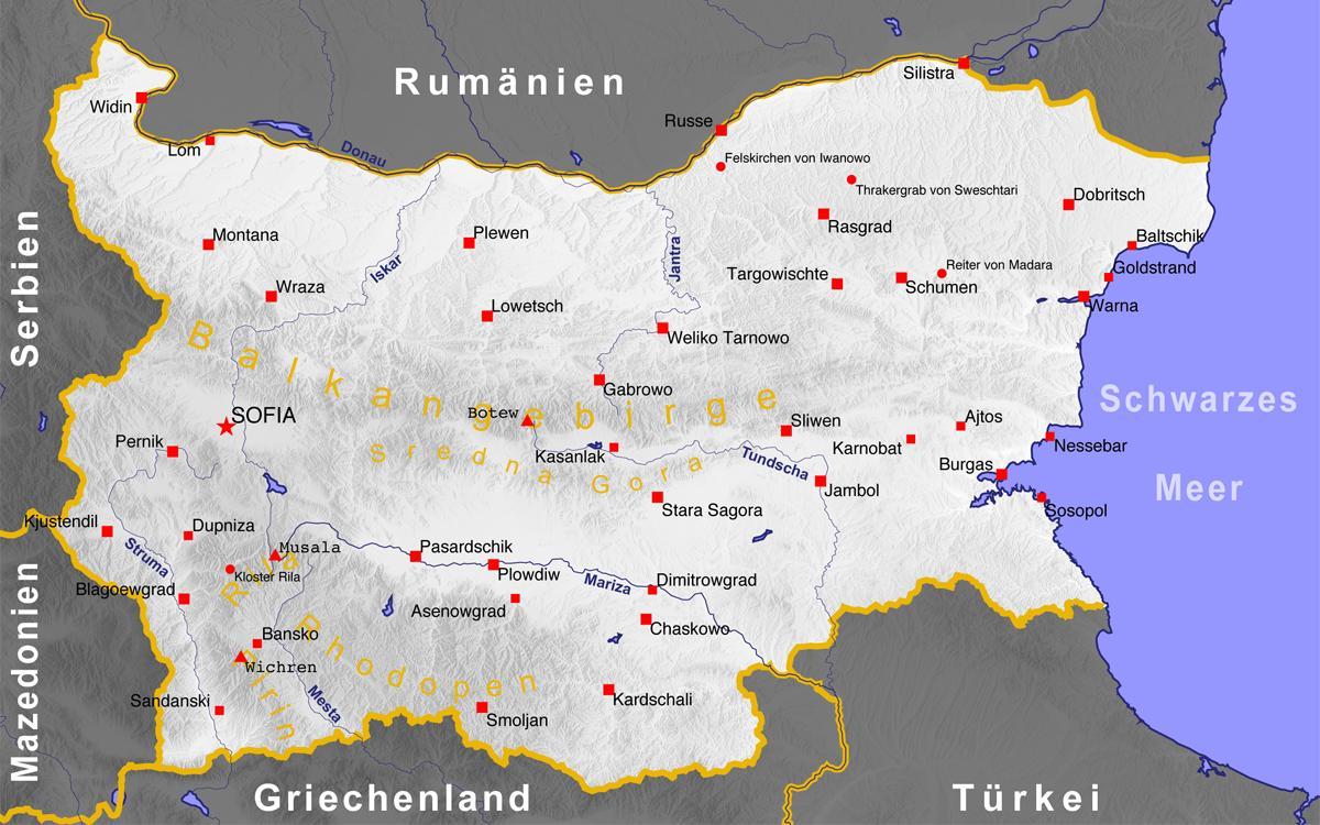 Бугарија градови мапа