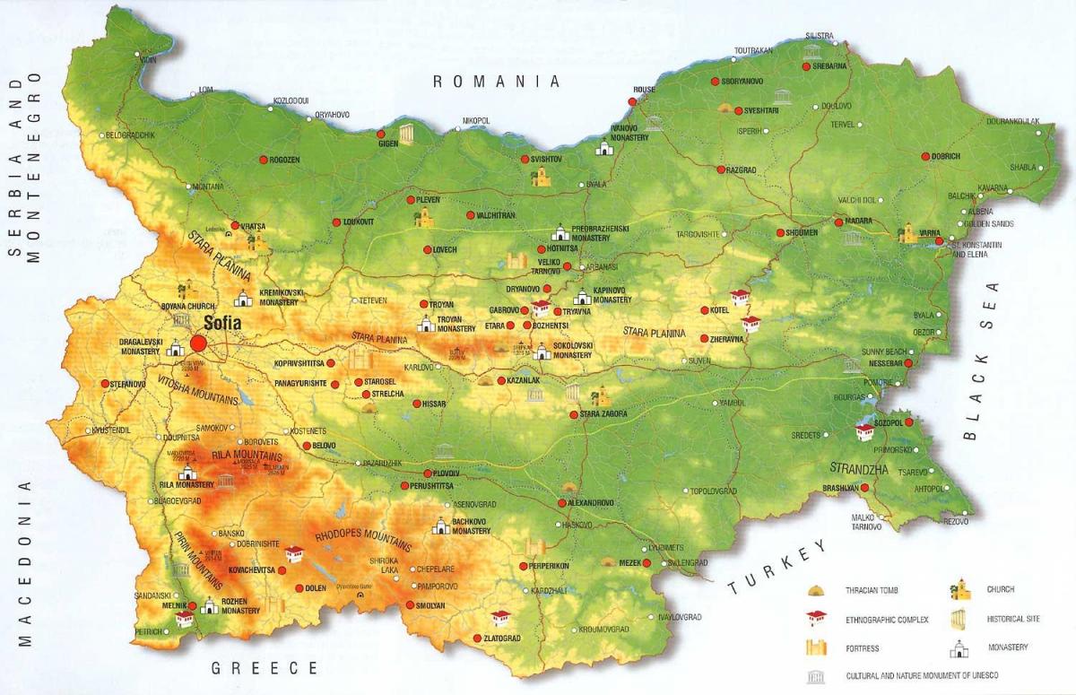 Бугарскиот планините мапа