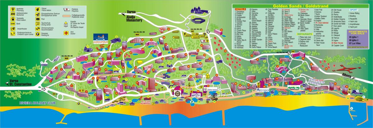 златна плажа Бугарија мапа
