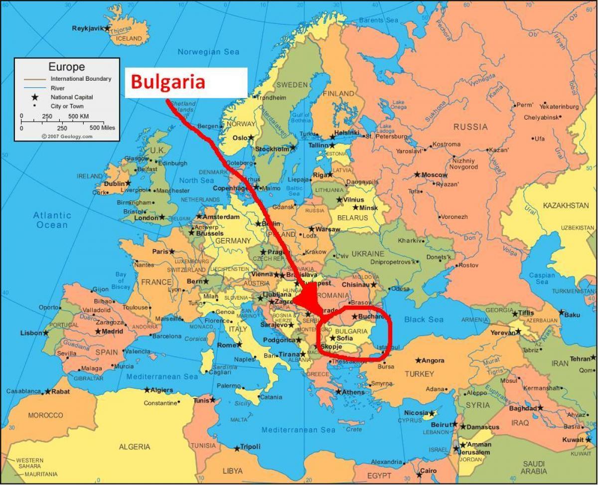 мапа на Бугарија околните земји