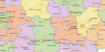 Мапа на Бугарија од политички
