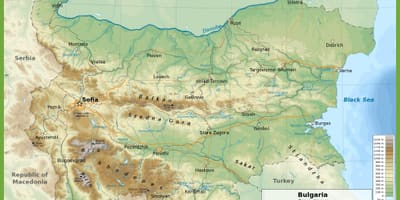 Бугарија топографски мапа