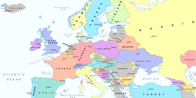 Карта на европа покажува Бугарија